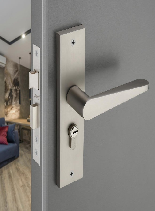 LAPO طقم قفل باب نقر من لابو - قفل باب رئيسي شديد التحمل مع مفاتيح، أسطوانة 60 مم، جسم قفل 45 × 45 مم، قفل بمقبض للمنزل والمكتب وغرفة النوم والفندق (لمسة نهائية ساتان غير لامعة، ضمان 3 سنوات) Cy-162 - Image 1